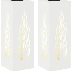 vidaXL Luz de camino LED solar 2 pcs Acero laminado en frío White Clearance