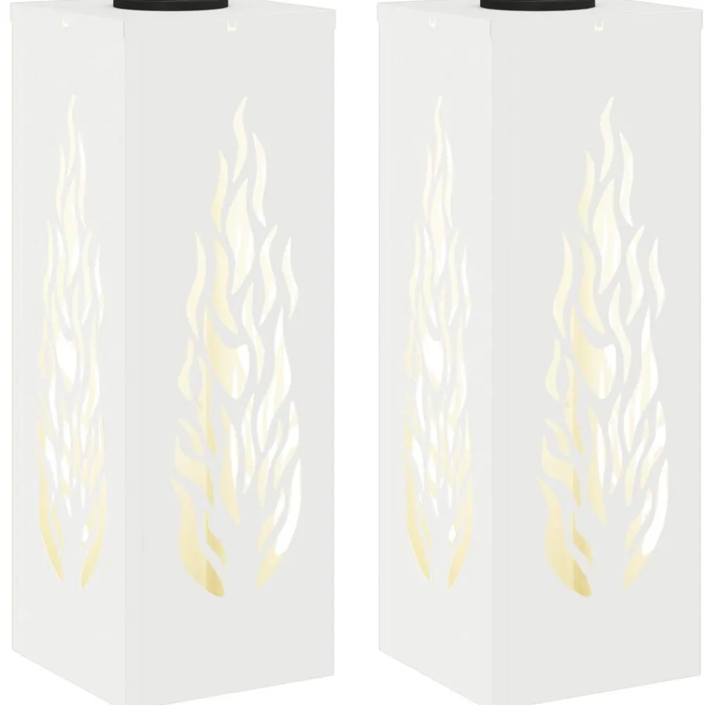 vidaXL Luz de camino LED solar 2 pcs Acero laminado en frío White Clearance