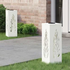 vidaXL Luz de camino LED solar 2 pcs Acero laminado en frío White Clearance