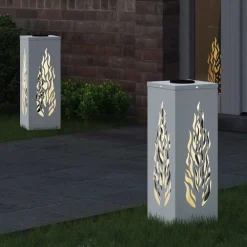 vidaXL Luz de camino LED solar 2 pcs Acero laminado en frío White Clearance