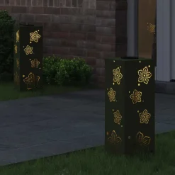 vidaXL Iluminación-Luz de camino LED solar con luces con batería 2 pcs