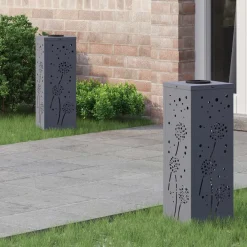vidaXL Iluminación-Luz de camino LED solar 2 pcs Acero laminado en frío