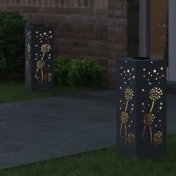 vidaXL Iluminación-Luz de camino LED solar 2 pcs Acero laminado en frío