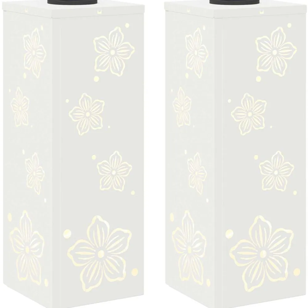 vidaXL Iluminación-Luz de camino LED solar 2 pcs Acero laminado en frío