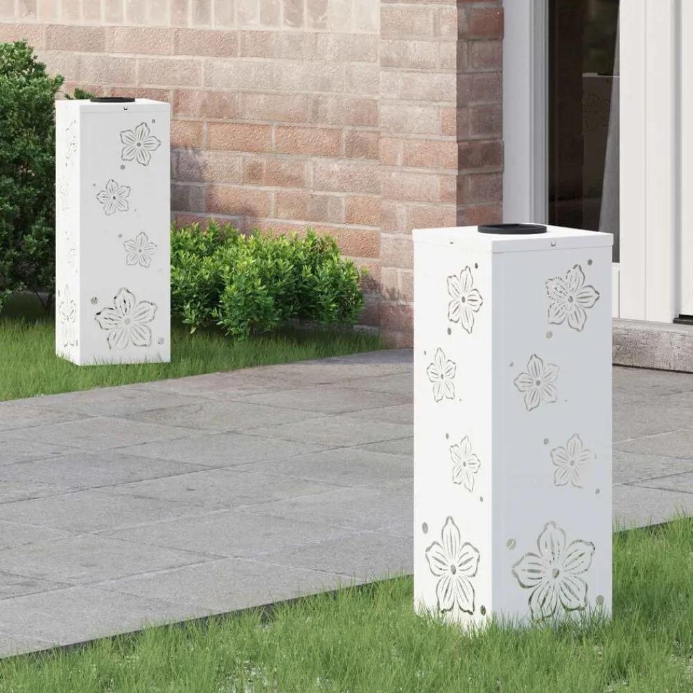 vidaXL Iluminación-Luz de camino LED solar 2 pcs Acero laminado en frío