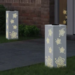 vidaXL Iluminación-Luz de camino LED solar 2 pcs Acero laminado en frío