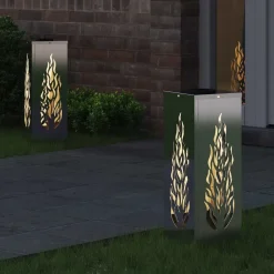 vidaXL Luz de camino LED solar 2 pcs Plateado Acero inoxidable Outlet