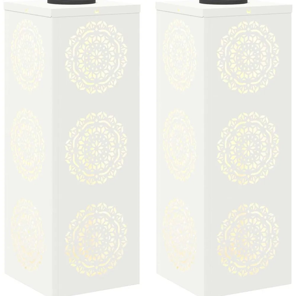 vidaXL Luz de camino LED solar 2 pcs Acero laminado en frío White Best