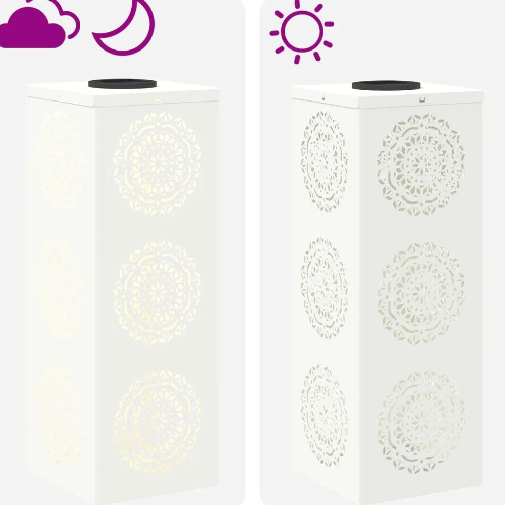 vidaXL Luz de camino LED solar 2 pcs Acero laminado en frío White Best