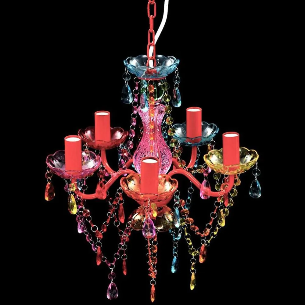 vidaXL Luz de Cristal 5 Bombillas Multicolor Outlet