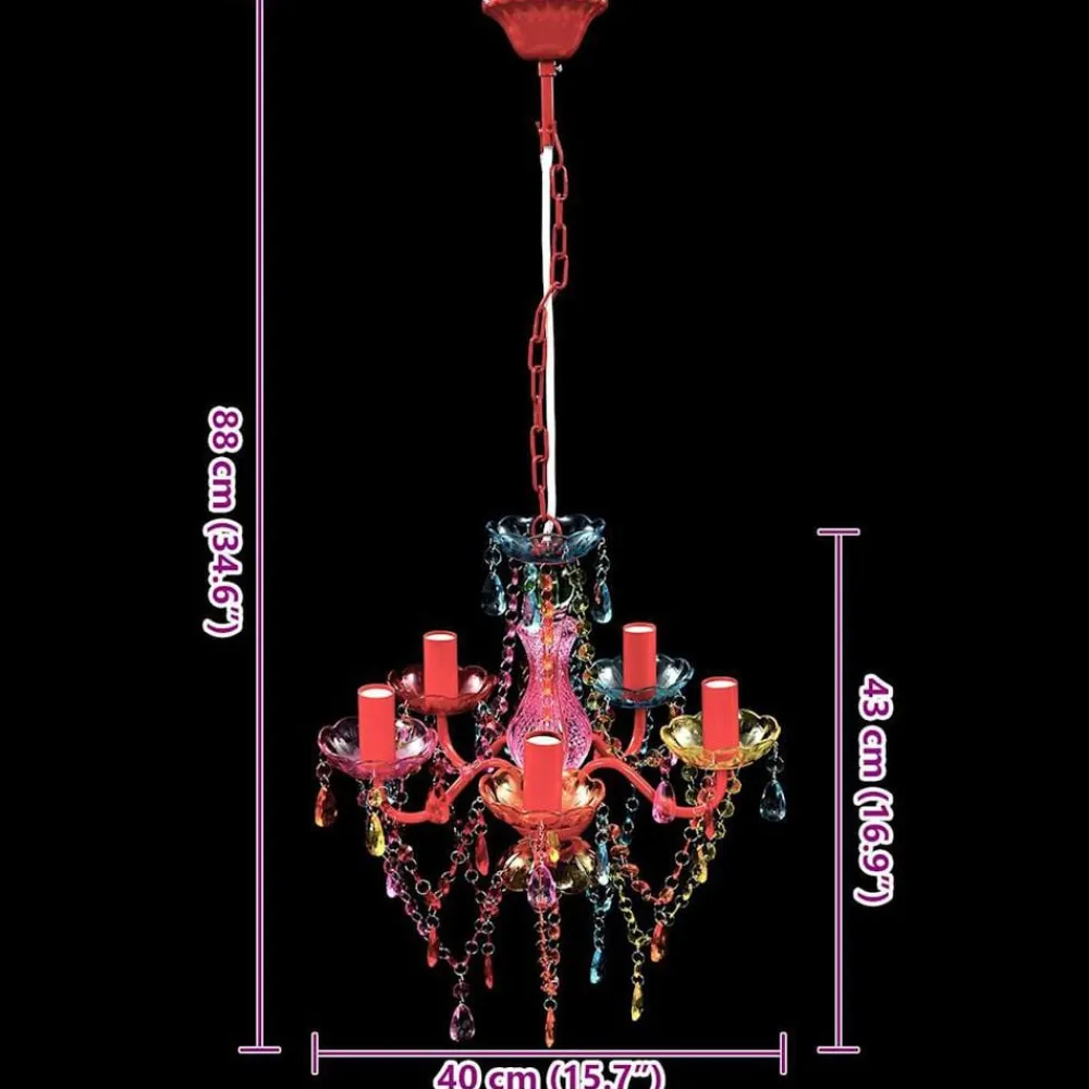vidaXL Luz de Cristal 5 Bombillas Multicolor Outlet