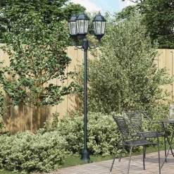 vidaXL Iluminación-Luz de Jardín Verde Vintage Cepillado 57 x 49 x 241 cm