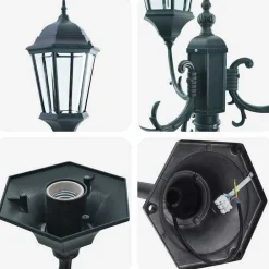 vidaXL Iluminación-Luz de Jardín Verde Vintage Cepillado 57 x 49 x 241 cm