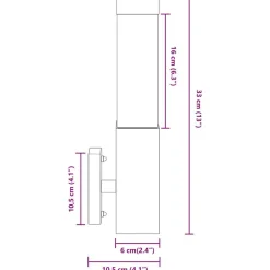 vidaXL Luz de pared exterior 10.5 x 6 x 33 cm Negro Discount