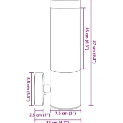 vidaXL Luz de pared exterior 12 x 8,5 x 27 cm Negro Outlet