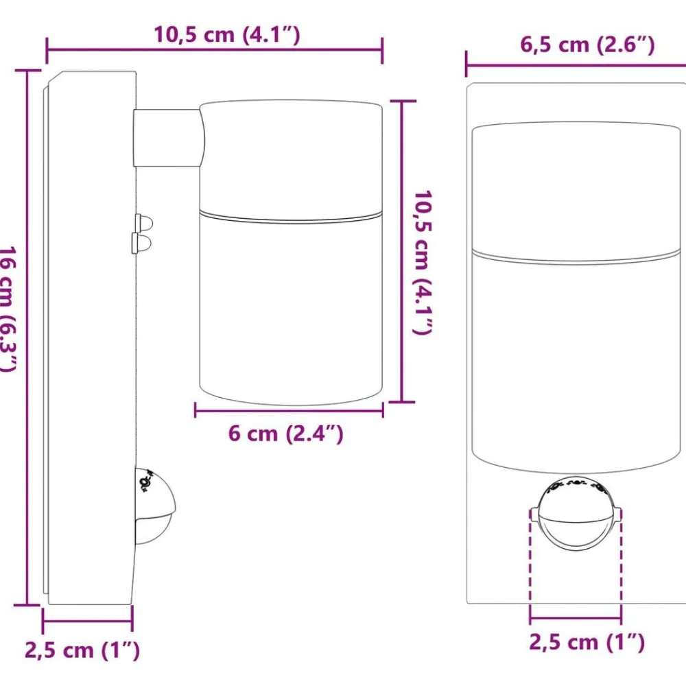 vidaXL Iluminación-Luz de pared exterior 6,5 x 10,5 x 16 cm