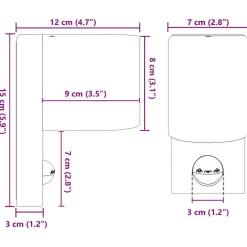 vidaXL Luz de pared exterior Negro 12 x 7 x 15 cm Acero inoxidable Sale