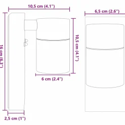 vidaXL Luz de pared exterior Plateado 6,5 x 10,5 x 16 cm Acero inoxidable Discount