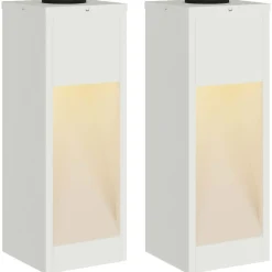 vidaXL Luz de Sendero LED Solar 2 pcs Acero laminado en frío White Hot