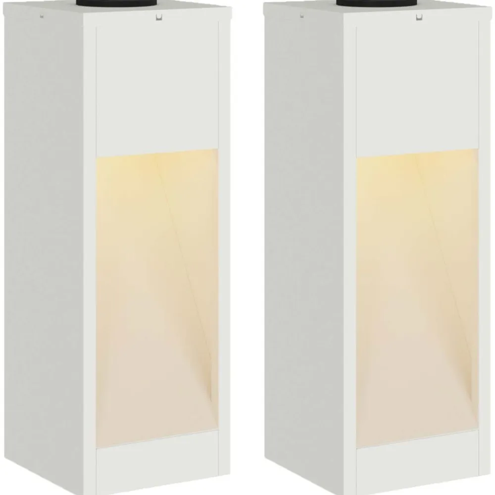 vidaXL Luz de Sendero LED Solar 2 pcs Acero laminado en frío White Hot