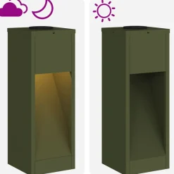 vidaXL Luz de Sendero LED Solar 2 pcs Verde oliva Hot