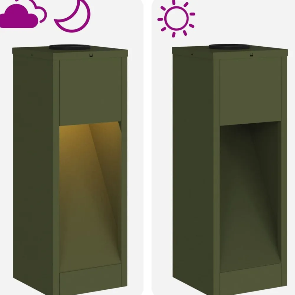vidaXL Luz de Sendero LED Solar 2 pcs Verde oliva Hot