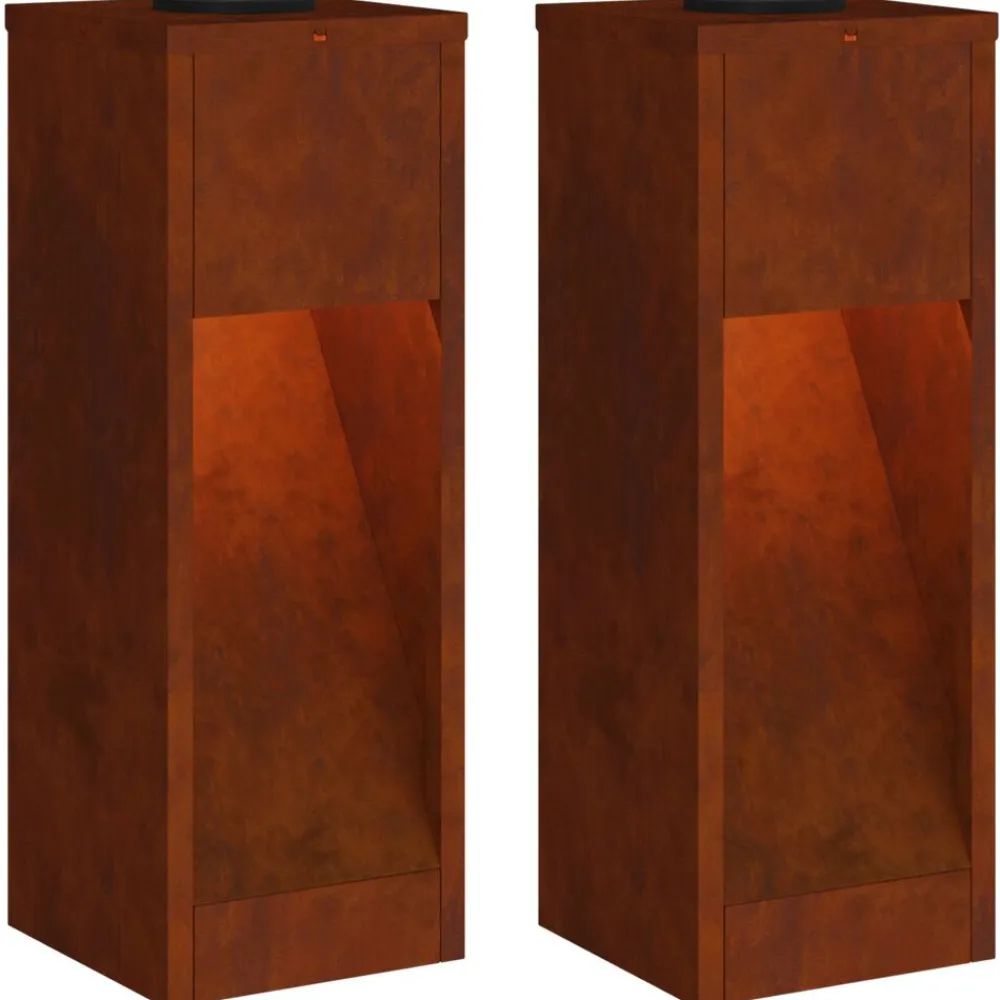 vidaXL Iluminación-Luz de Sendero LED Solar 2 pcs Bronce Acero autopatinable