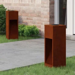 vidaXL Iluminación-Luz de Sendero LED Solar 2 pcs Bronce Acero autopatinable