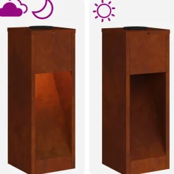 vidaXL Iluminación-Luz de Sendero LED Solar 2 pcs Bronce Acero autopatinable