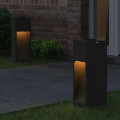 vidaXL Luz de Sendero LED Solar 2 pcs Acero laminado en frío Negro Best