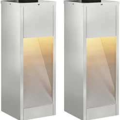vidaXL Iluminación-Luz de Sendero LED Solar 2 pcs Plateado Galvanizado