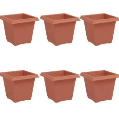 vidaXL Maceta cuadrada para flores 6 pcs 16 x 16 x 14 cm Rojo Ladrillo New
