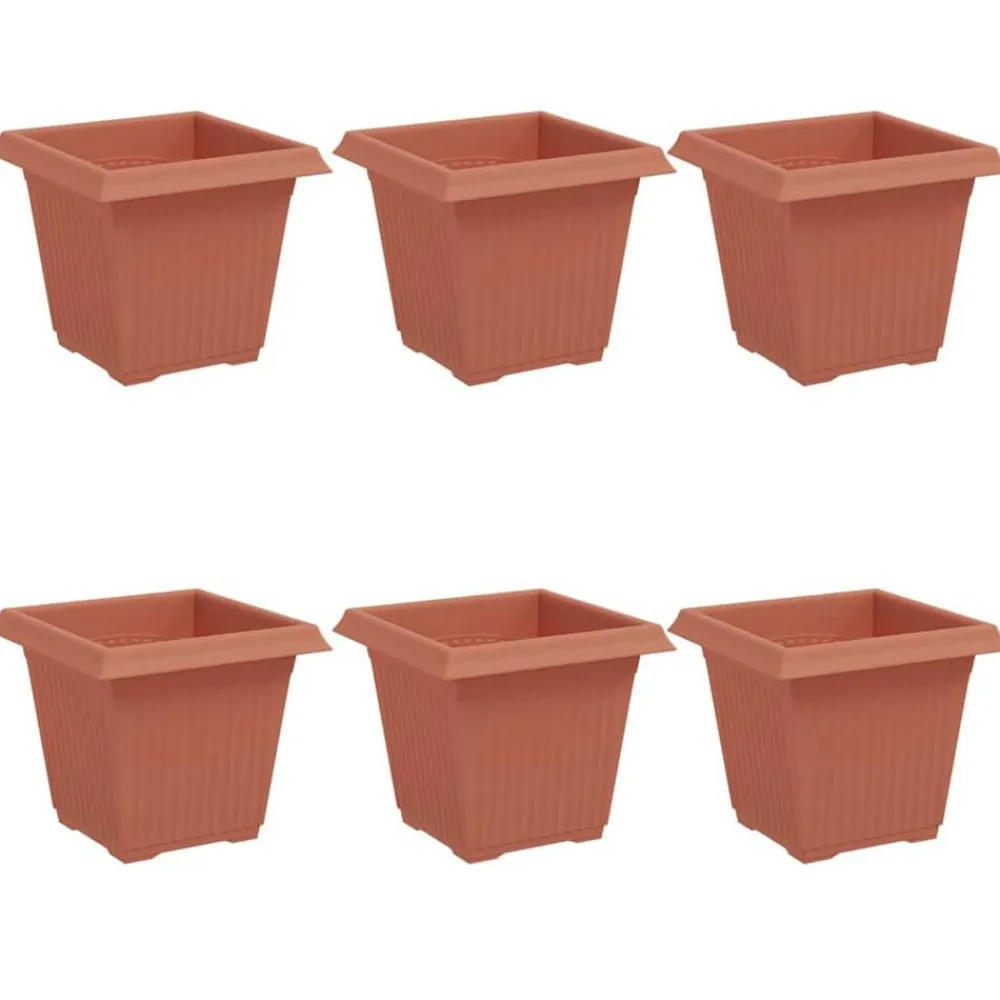vidaXL Maceta cuadrada para flores 6 pcs 16 x 16 x 14 cm Rojo Ladrillo New