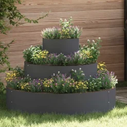 vidaXL Maceta para Jardín Antracita 90 x 90 x 20 cm Acero/&aacute;ntracita Outlet