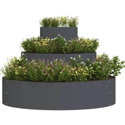 vidaXL Maceta para Jardín Antracita 90 x 90 x 20 cm Acero/ántracita Outlet
