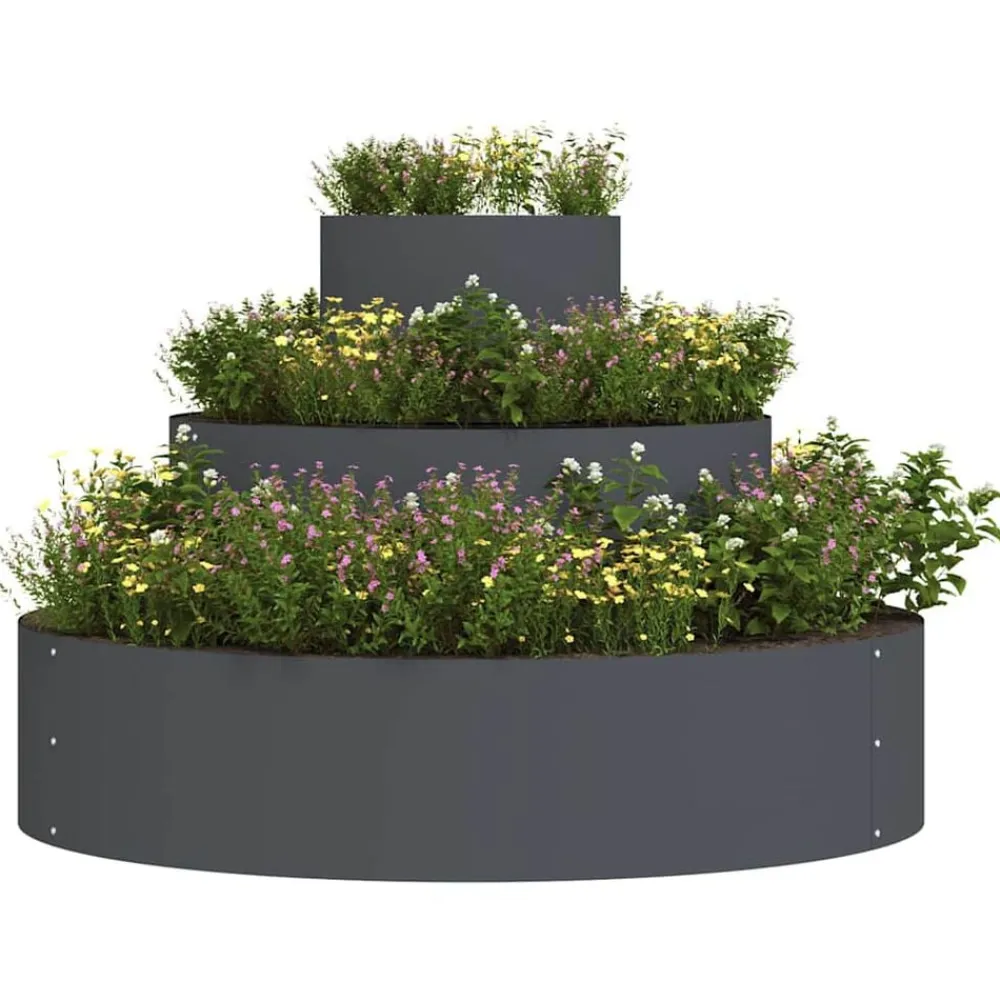 vidaXL Maceta para Jardín Antracita 90 x 90 x 20 cm Acero/ántracita Outlet