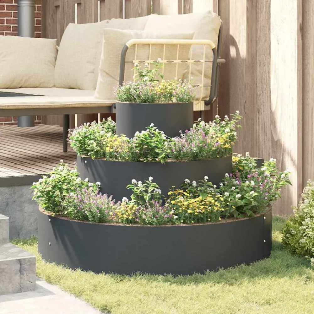 vidaXL Maceta para Jardín Antracita 90 x 90 x 20 cm Acero/ántracita Outlet