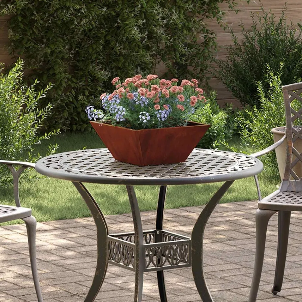 vidaXL Maceta para Jardín Oxidado 35 x 35 x 15 cm Acero autopatinable Acero oxidado Discount