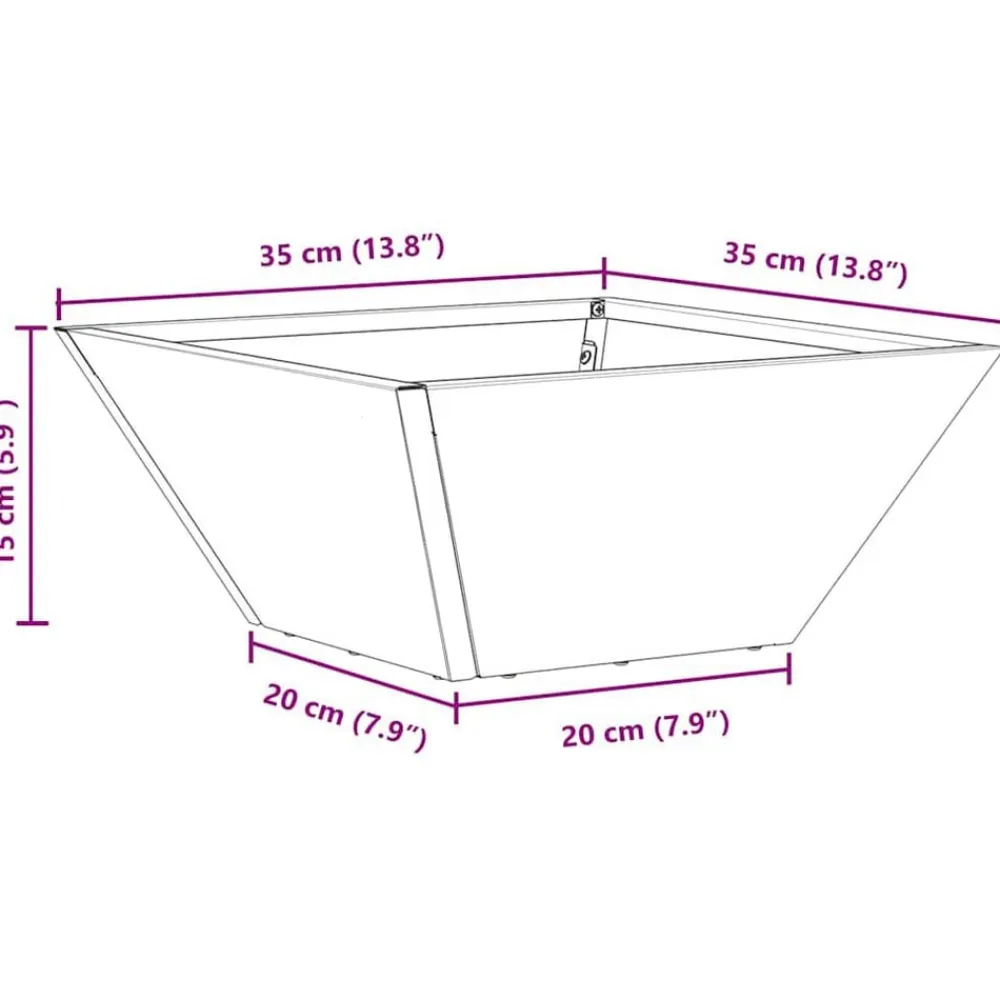 vidaXL Maceta para Jardín Oxidado 35 x 35 x 15 cm Acero autopatinable Acero oxidado Discount