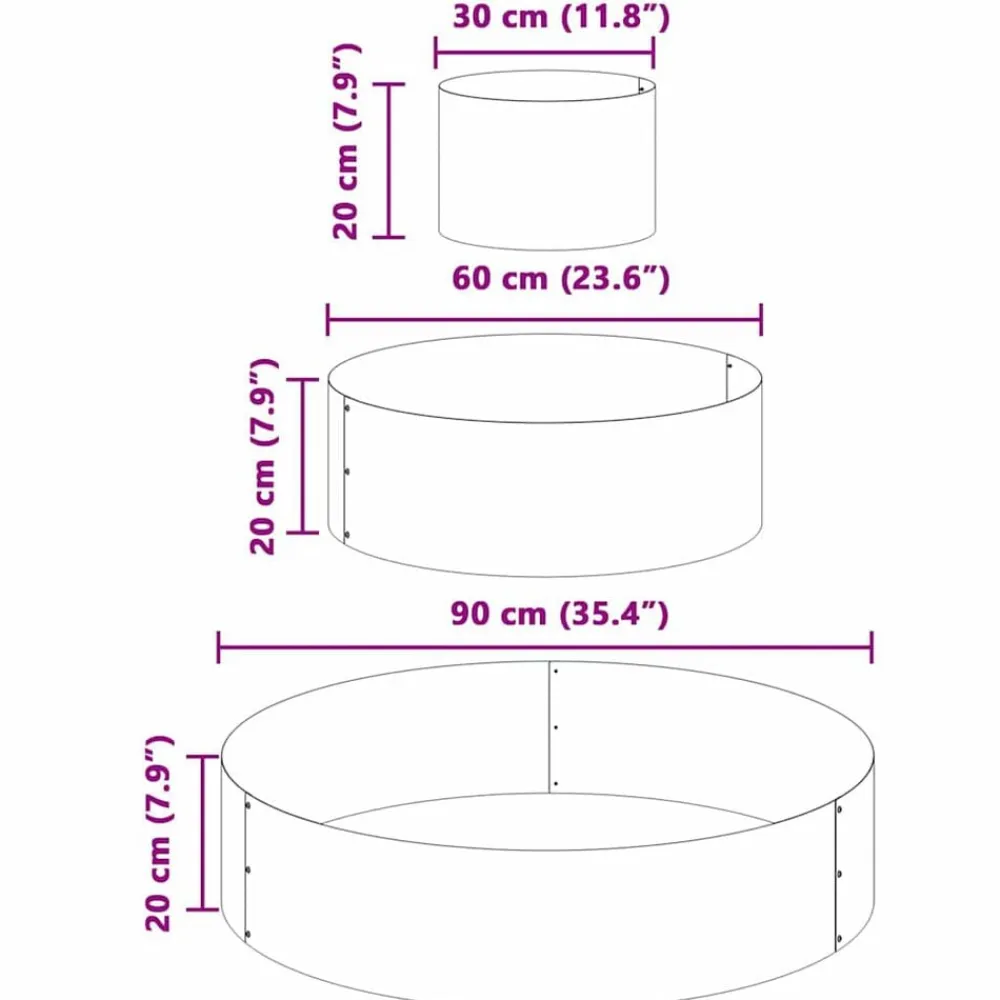 vidaXL Maceta para Jardín 90 x 90 x 20 cm Acero laminado en frío Acero/ Outlet