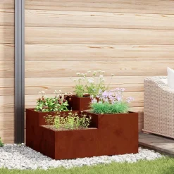 vidaXL Maceta para Jardín Oxidado 80 x 80 x 48 cm Acero autopatinable Acero oxidado Outlet