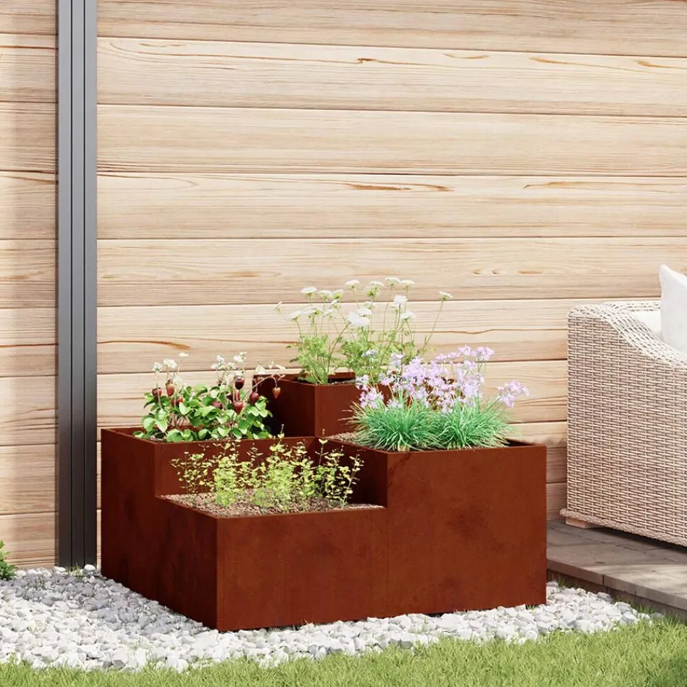 vidaXL Maceta para Jardín Oxidado 80 x 80 x 48 cm Acero autopatinable Acero oxidado Outlet