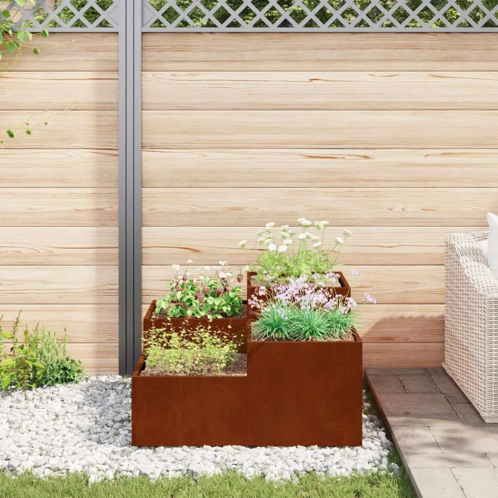 vidaXL Maceta para Jardín Oxidado 80 x 80 x 48 cm Acero autopatinable Acero oxidado Outlet