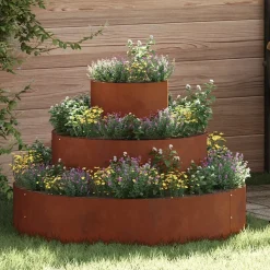 vidaXL Jardín-Maceta para Jardín Marrón 90 x 90 x 20 cm Acero autopatinable