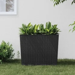 vidaXL Jardín-Macetero con interior extraíble PP ratán gris 12/44 L