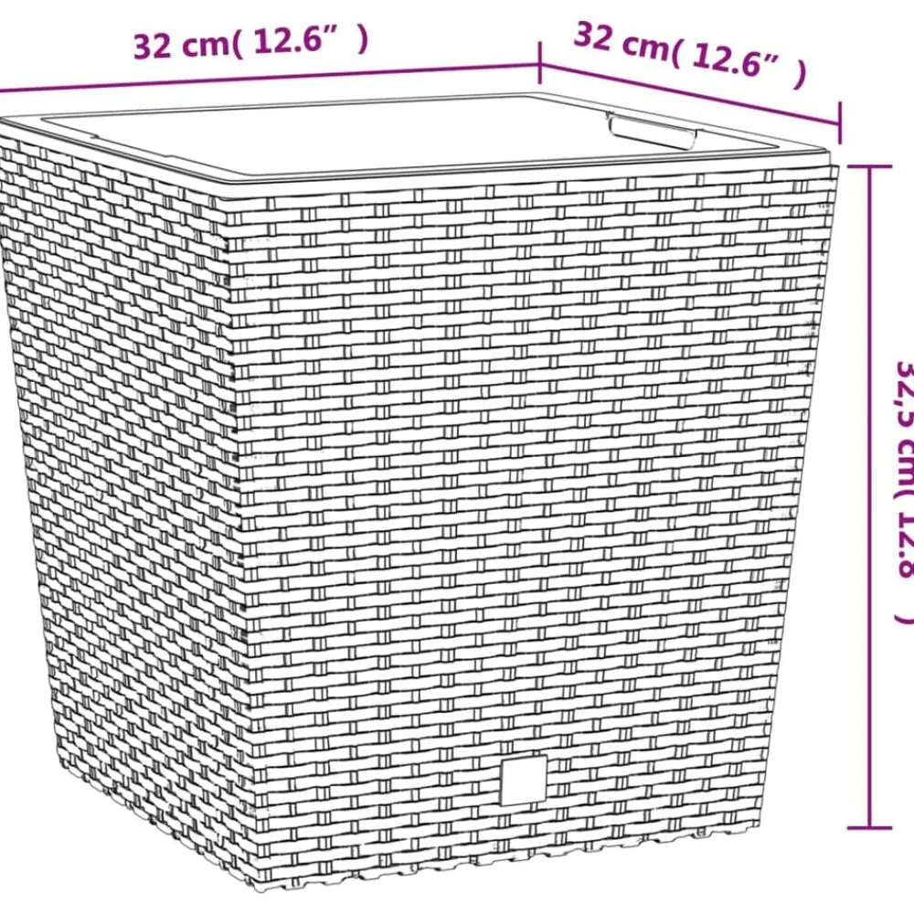 vidaXL Macetero con interior extraíble PP ratán 21/32 L Blanco Outlet
