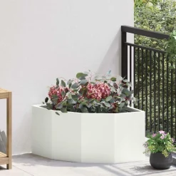 vidaXL Macetero de Esquina 60 x 60 x 35 cm Acero White Outlet