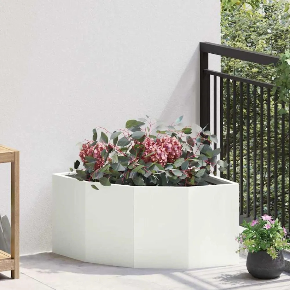 vidaXL Macetero de Esquina 60 x 60 x 35 cm Acero White Outlet