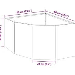 vidaXL Macetero de Esquina 60 x 60 x 35 cm Acero White Outlet