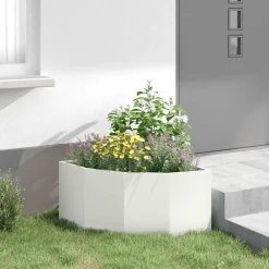 vidaXL Macetero de Esquina 60 x 60 x 35 cm Acero White Outlet